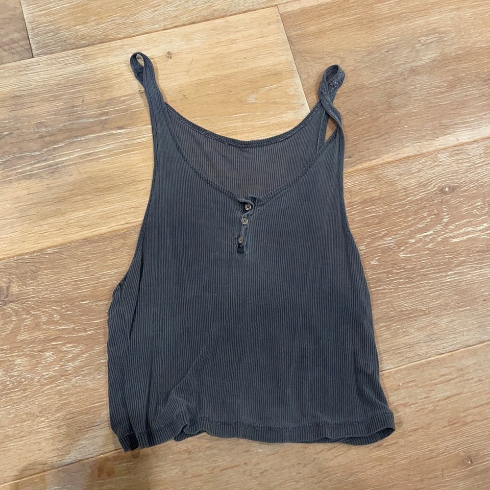 Grey Ribbed Tank Top